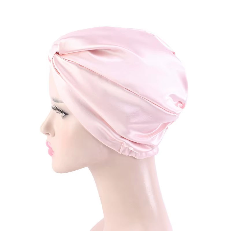 Fashion Muslim Silk Turban for Hair Women Wrap Head Caps Lady Sleeping Hat Female Hairloss Chemo India Hat Satin Turbante Mujer