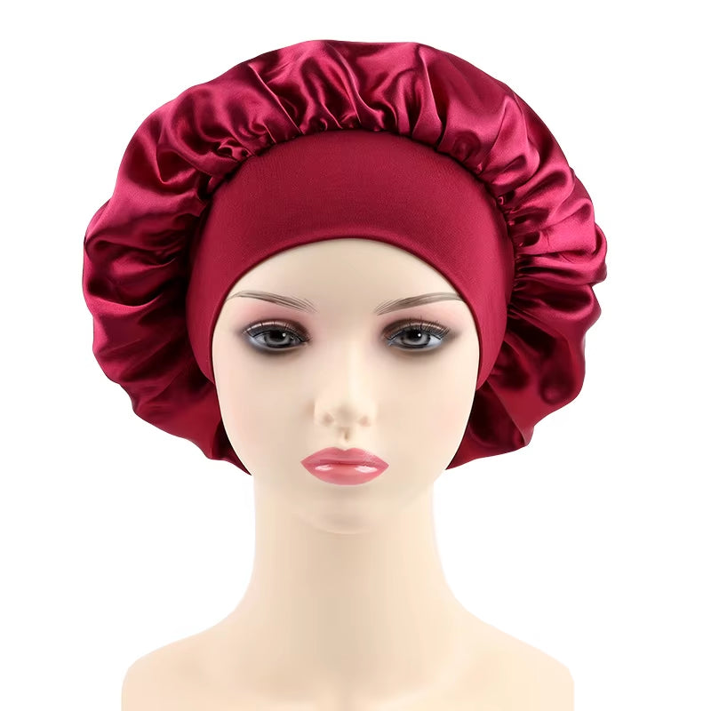 Women Bonnet Satin Sleeping Hat Hair Night Sleep Cap Head Cover Bonnets Shower Caps for Bath and Sauna Bathing Bonnet De Nuit