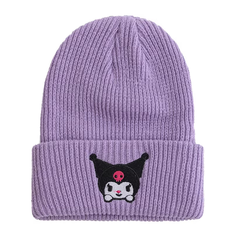 Hot Sale Saniro Hello Kitty Beanie Hat Women Cute Cartoon Cinnamoroll Melody Kuromi Winter Knitted Cap