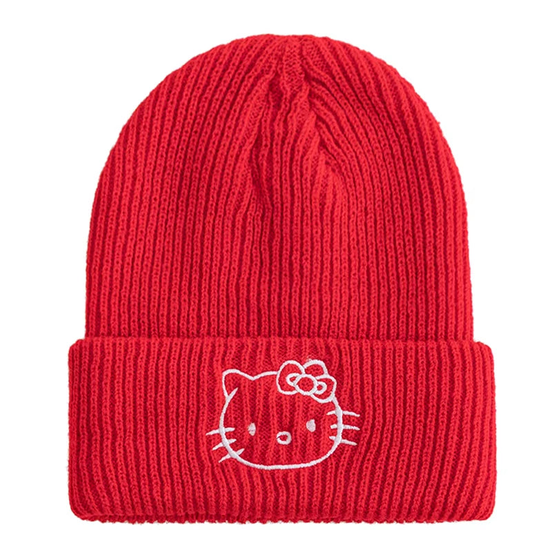 Hot Sale Saniro Hello Kitty Beanie Hat Women Cute Cartoon Cinnamoroll Melody Kuromi Winter Knitted Cap