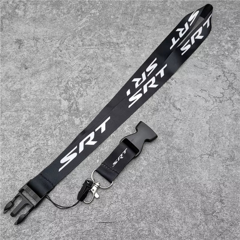 Neck Straps Black Lanyard Key Cell Phone Work ID Card Hanging Rope JDM Style Creative SRT Auto Keyrings Accessories Car Keychain