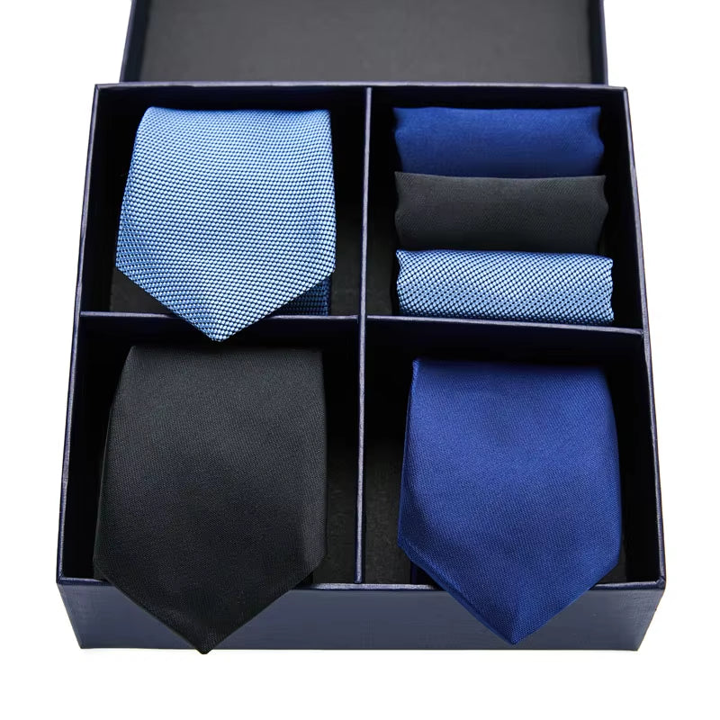 Gift Box Packing Silk Ties for Men Novelty Hanky Set 3 Styles Men'S Tie Formal Red Cravat for Wedding Business Necktie