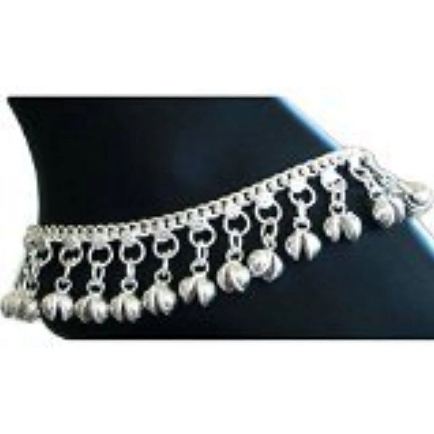 Belly Dance Traditional Indian Jewelry Silvertone Ghungroo Anklet