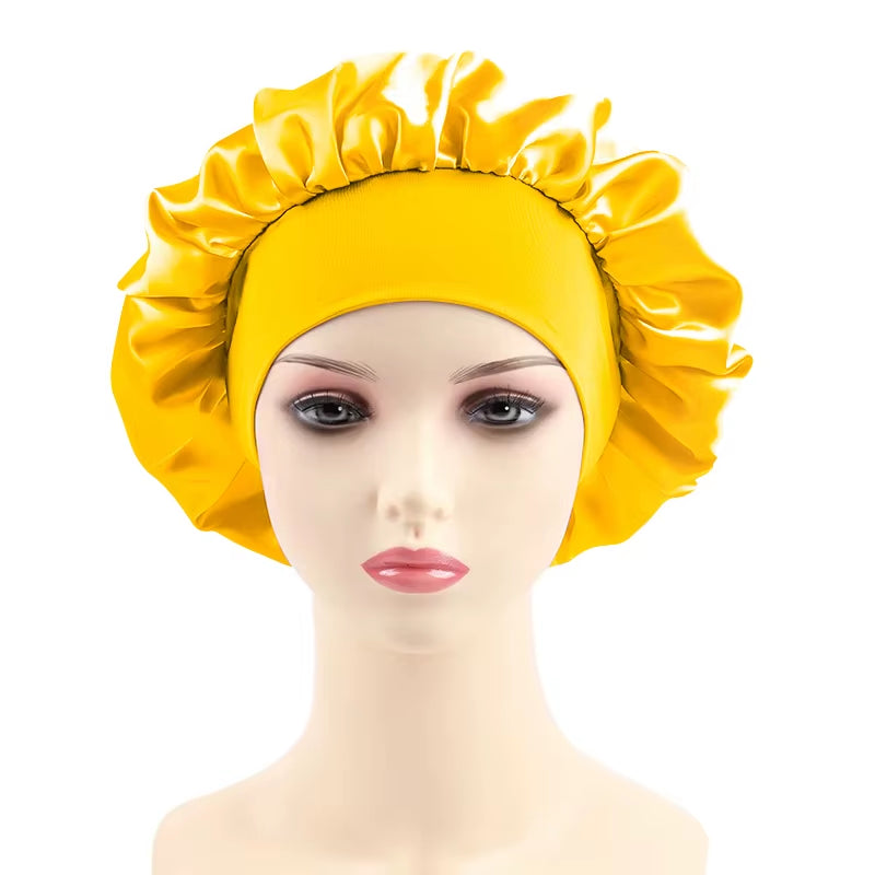 Women Bonnet Satin Sleeping Hat Hair Night Sleep Cap Head Cover Bonnets Shower Caps for Bath and Sauna Bathing Bonnet De Nuit