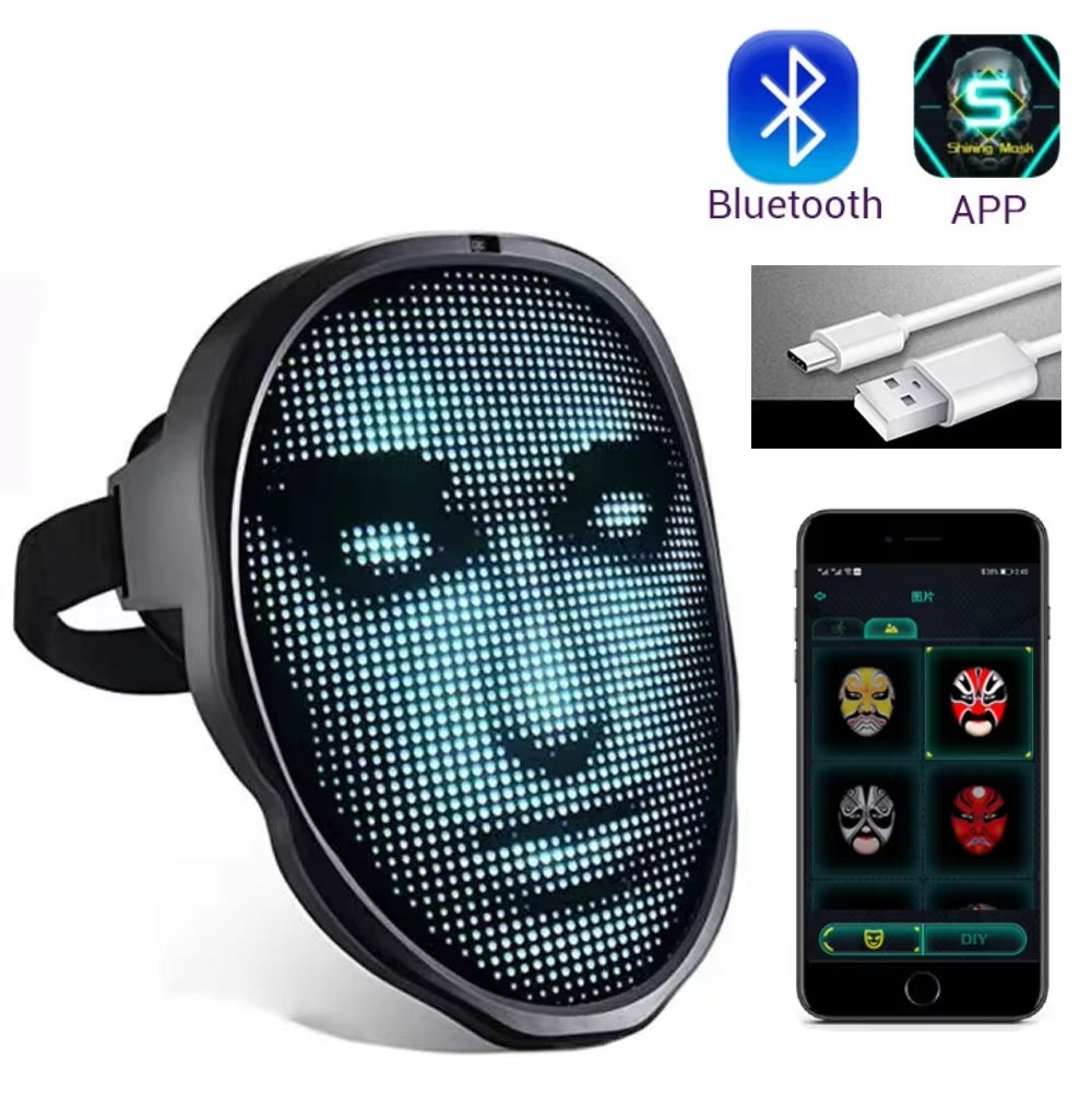 Bluetooth Mask App Smart Led Mask Programmable Face Change Diy Photos Halloween Party Gifts