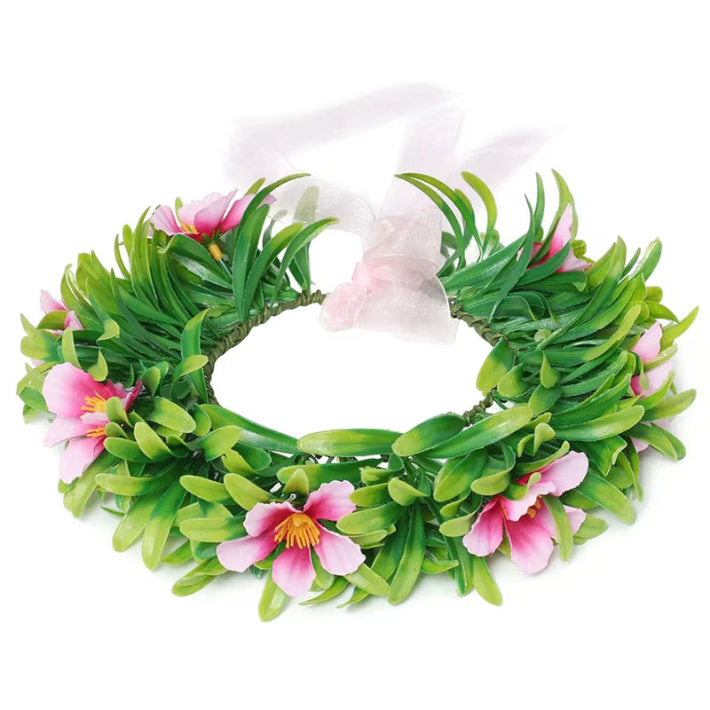 Garland Green Wreath Women Girl Hair Accessories Floral Hoop Headwear Moana Party Supplies Flower Crown St. Patrick'S Day